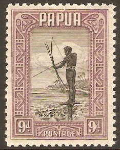 Papua 1932 9d Black and violet. SG138.