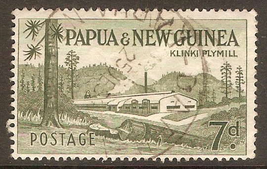 Papua New Guinea 1952 7d Green. SG20.