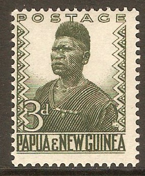 Papua New Guinea 1952 3d Myrtle green. SG5.