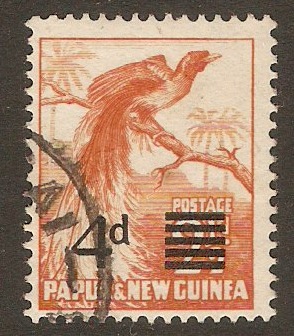Papua New Guinea 1957 4d on 2d Orange. SG16.