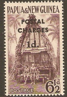 PNG 1960 1d on 6d Maroon Postal Charges. SGD2.
