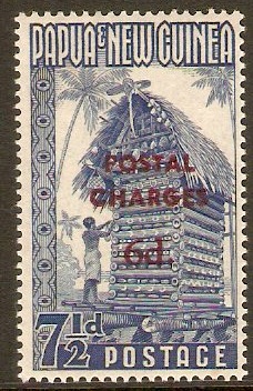 PNG 1960 6d on 7d Blue Postal Charges. SGD4.