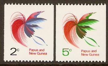 PNG 1970 Bird of Paradise Coil Stamps Set. SG162a-SG163.