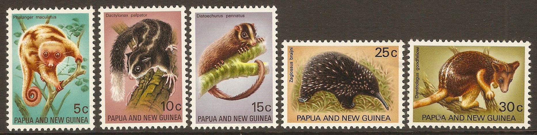 Papua New Guinea 1971 Fauna Conservation set. SG195-SG199.