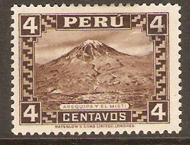 Peru 1932 4c Chocolate. SG516.