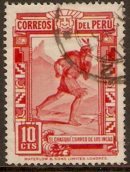 Peru 1936 10c Scarlet - Inca Postal Runner. SG588.