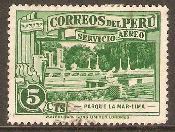 Peru 1936 5c Green - Air series. SG596.