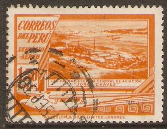 Peru 1937 1s.50 Orange - Air series. SG633.