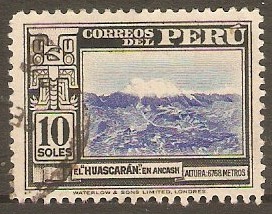Peru 1938 10s Blue and black. SG649.