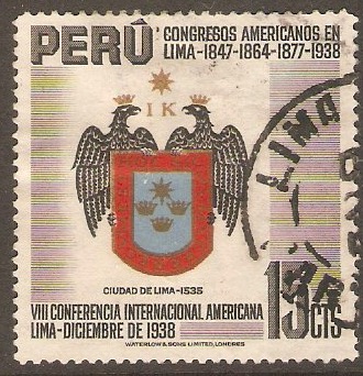 Peru 1938 15s City of Lima Seal. SG664.
