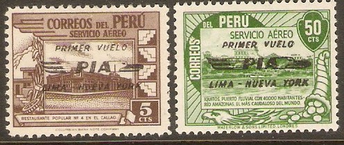 Peru 1947 PIA airline set. SG712-SG713.
