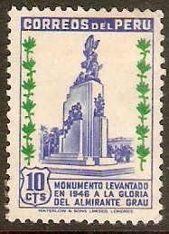 Peru 1949 10c Ultramarine and green. SG726.