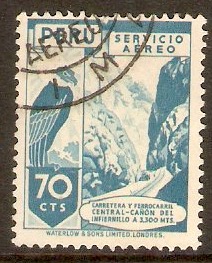 Peru 1949 70c Light blue - Air series. SG736.