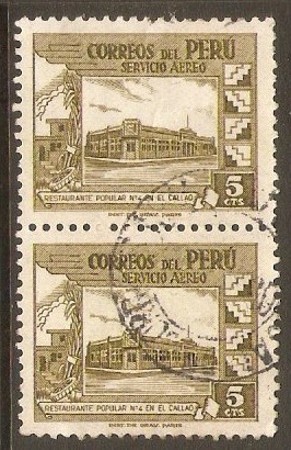 Peru 1951 5c Brown-olive - Air. SG743.