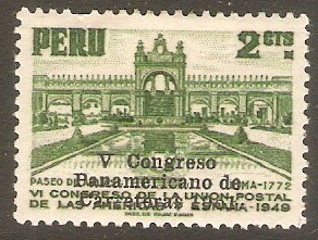 Peru 1951 2c Green. SG758.