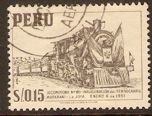 Peru 1952 15c Brown. SG777a.