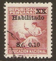 Peru 1966 10c on 3c Lake. SG890.