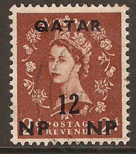 Qatar 1957 12np on 2d Light red-brown. SG5.