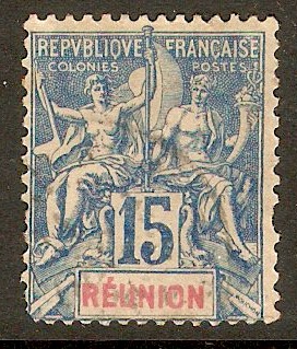 Reunion 1892 15c Blue. SG39.