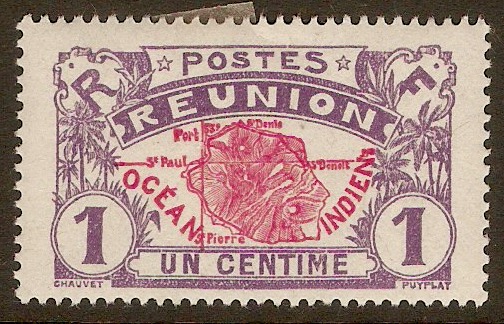 Reunion 1907 1c Carmine and dull lilac. SG60.