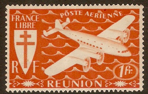 Reunion 1944 1f Red-orange - Air series. SG259.