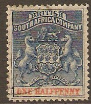 Rhodesia 1892 d Deep blue and vermilion. SG19.
