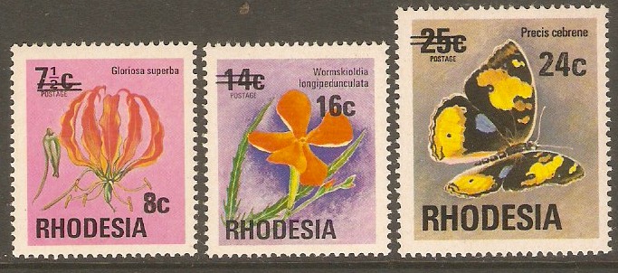 Rhodesia 1976 Surcharged Set. SG526-SG528.