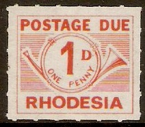 Rhodesia 1965 1d Orange-red-Postage Due. SGD8.