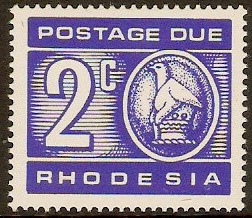 Rhodesia 1970 2c Ultramarine-Postage Due. SGD19.