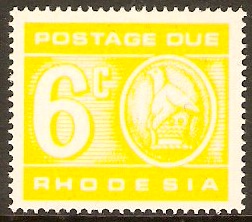 Rhodesia 1970 6c Pale lemon-Postage Due. SGD21.