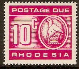 Rhodesia 1970 10c Cerise-Postage Due. SGD22.