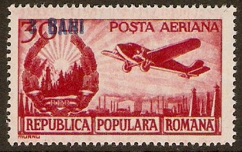 Romania 1952 3b on 30l Carmine. SG2157.