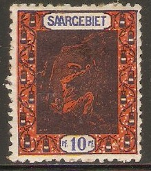 Saar 1921 10pf Orange and blue. SG54.