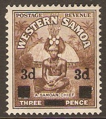 Samoa 1940 3d on 1d Brown. SG199.