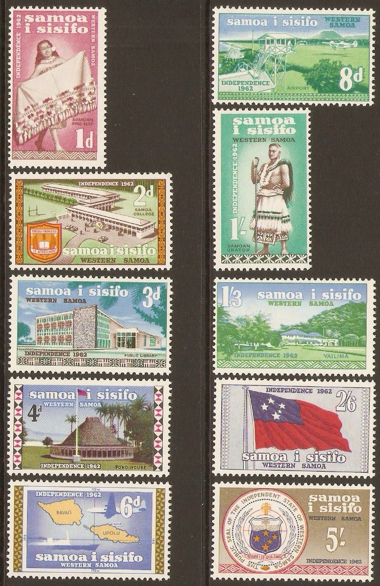 Samoa 1962 Independence Stamps Set. SG239-SG248.