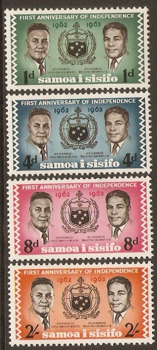 Samoa 1963 Independence Anniversary Stamps Set. SG249-SG252.