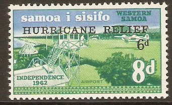 Samoa 1966 8d +6d Hurricane Relief Stamp. SG273.