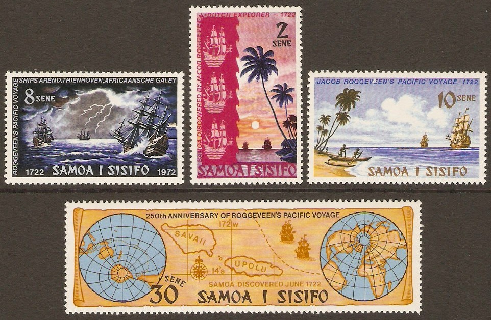Samoa 1972 Discovery Anniversary Stamps Set. SG386-SG389.