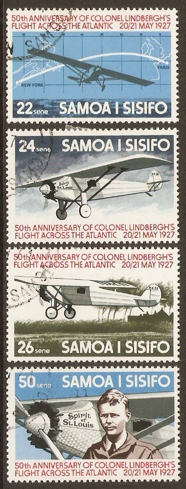 Samoa 1977 Linbergh Anniversary Stamps Set. SG483-SG486.