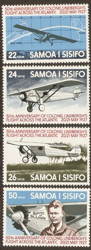 Samoa 1977 Linbergh Anniversary Stamps Set. SG483-SG486.