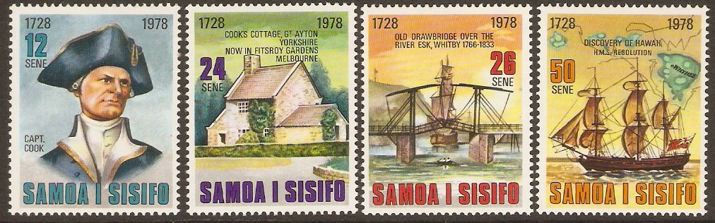 Samoa 1978 Cook Commemoration Stamps Sheet. SG512-SG515.