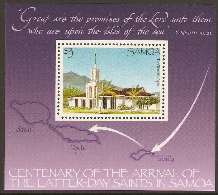 Samoa 1988 Latter Day Saints Stamps Sheet. SGMS782.