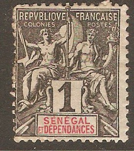 Senegal 1892 1c Black on azure. SG8.