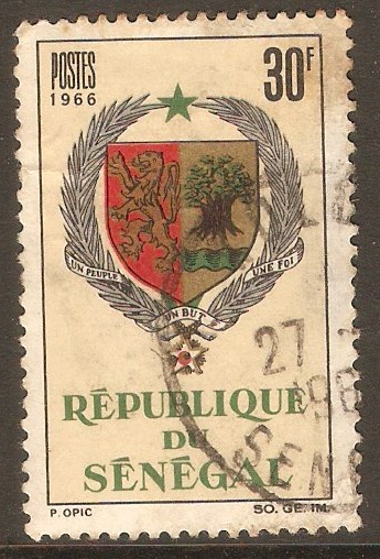 Senegal 1966 30f Arms stamp. SG333.