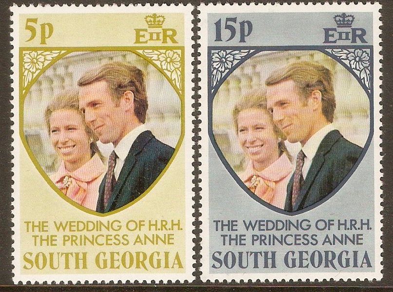 South Georgia 1973 Royal Wedding Set. SG38-SG39.