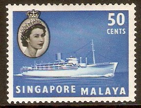 Singapore 1955 50c Blue and black. SG49.