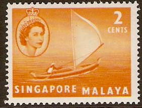Singapore 1955 2c Yellow-orange. SG39.