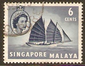 Singapore 1955 6c Deep grey-blue. SG42.