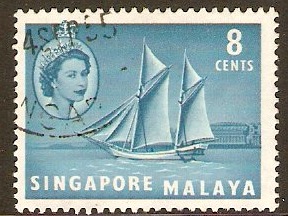 Singapore 1955 8c Turquoise-blue. SG43.