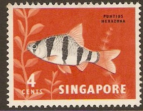 Singapore 1962 4c Orchids, Fish and Bird Series. SG65.